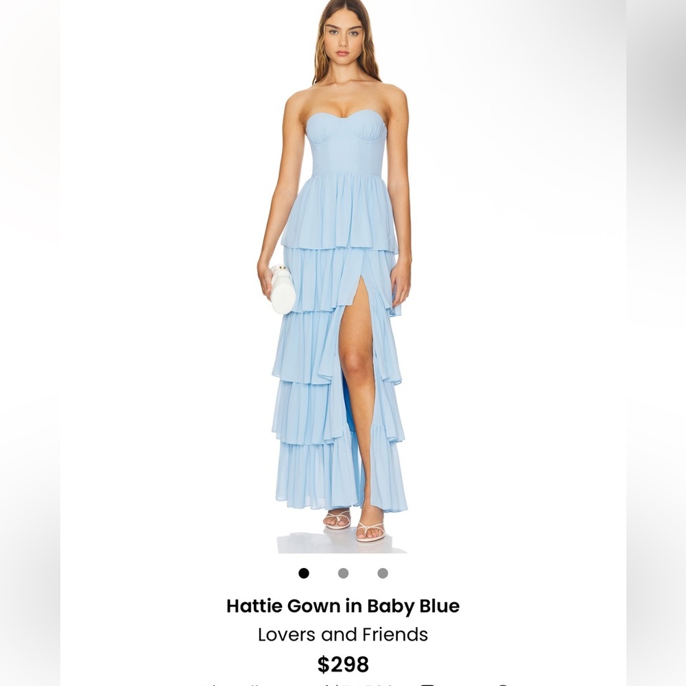 Lovers + Friends Light Blue Tiered Gown